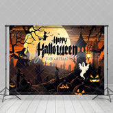 Aperturee - Pumpkins Ghosts Witch Cemetery Halloween Backdrop